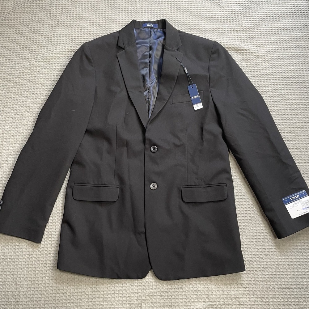 New Izod Blazer Jacket Sport Coat 18 Boys Black Stretch